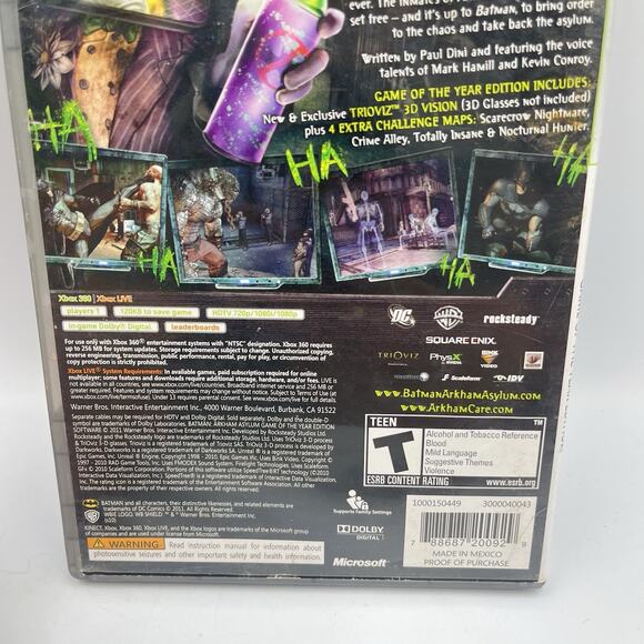 Batman Arkham Asylum Game Of The Year Edition Xbox 360 Complete CIB - Tested - Picture 3 of 8